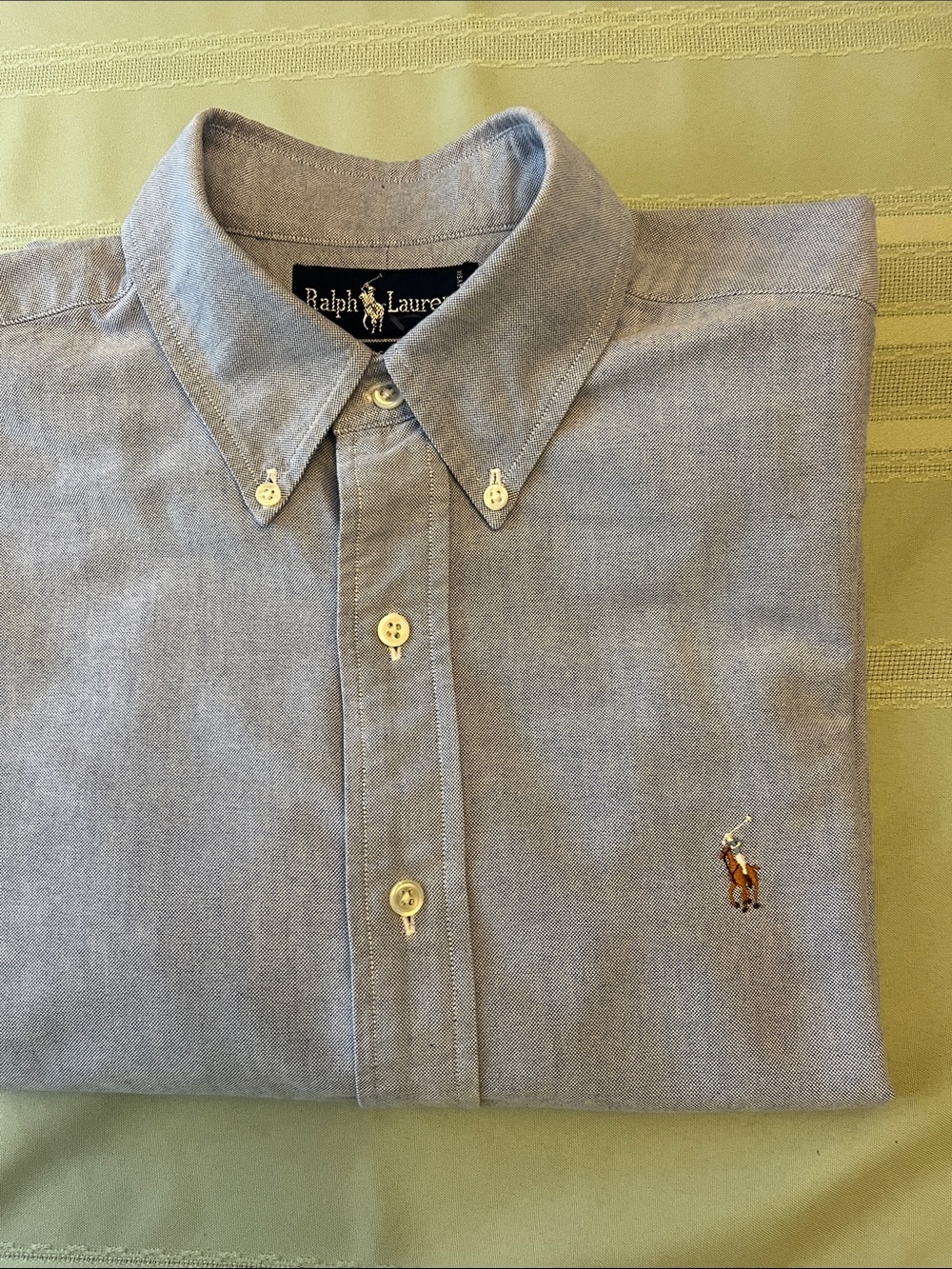 Ralph Lauren Light Blue Button-Down Oxford Shirt with Embroidered Polo